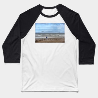 Walking the dog in blustery weather at Ardrossan, North Ayrshire, Scotland Baseball T-Shirt